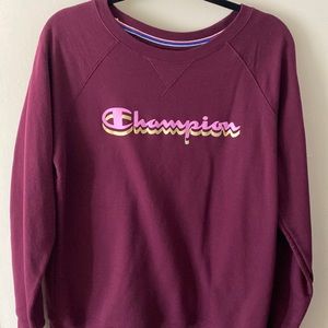 Large champion crew neck burgundy color